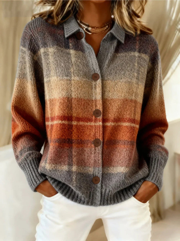 Mildred™ | Cardigan Ombré Automne à Carreaux