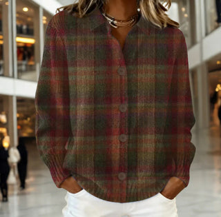 Cornelia™ – Cardigan en Maille à Carreaux Classique
