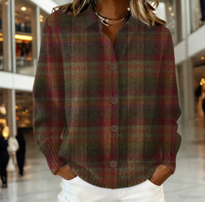 Cornelia™ – Cardigan en Maille à Carreaux Classique
