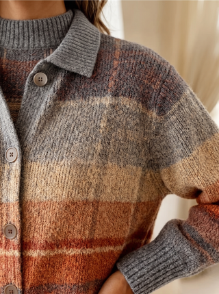 Mildred™ | Cardigan Ombré Automne à Carreaux