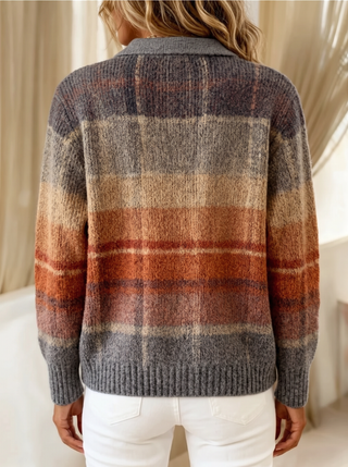 Mildred™ | Cardigan Ombré Automne à Carreaux