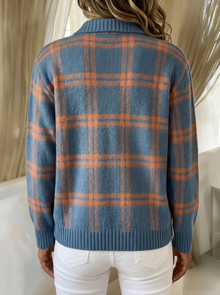 Ruby™ | Cardigan Chaud à Carreaux Bleus