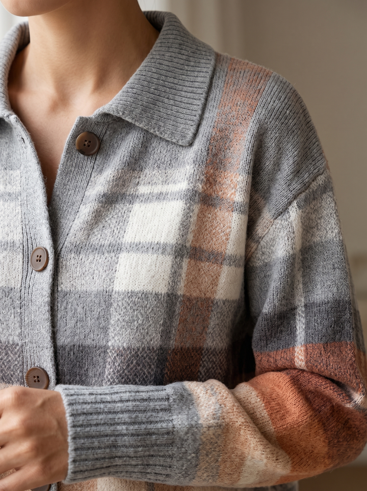 Zelda™ | Cardigan Ombré Chaud à Carreaux