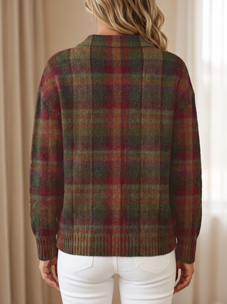 Cornelia™ – Cardigan en Maille à Carreaux Classique