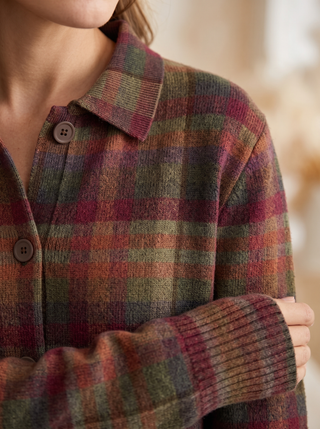 Cornelia™ – Cardigan en Maille à Carreaux Classique